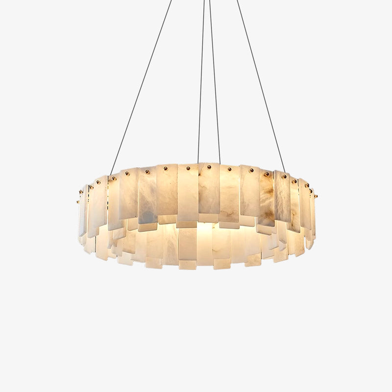 Modern Alabaster Two-Tier Chandelier