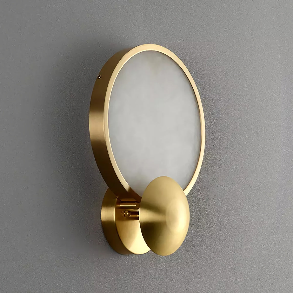 Modern Round Frame Alabaster Wall Light