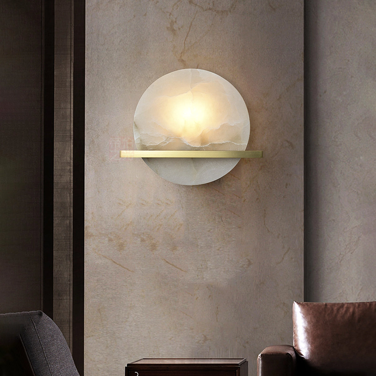 Modern Round Savion Alabaster Wall Lamp
