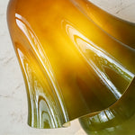 Mouchelle Mushroom Lamp | Amber Glass and Brass | Glossy wavy edge of amber ruffled shade with finial | Severn Lighting