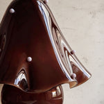 Mouchelle Mushroom Lamp | Wine Red Glass | Close-up of glossy burgundy ruffled fluted handkerchief | Severn Lighting