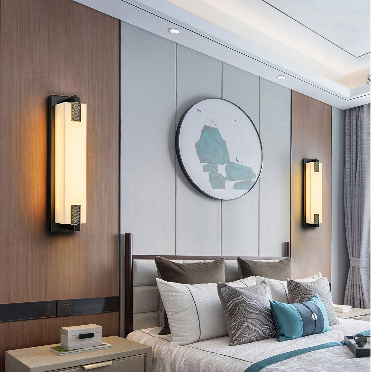 New Chinese Long Strip Alabaster Wall Lamp