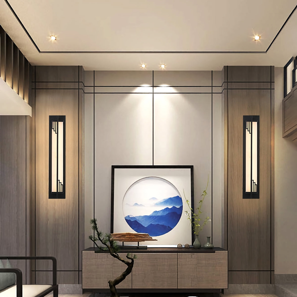 New Chinese Long Strip Alabaster Wall Lamp