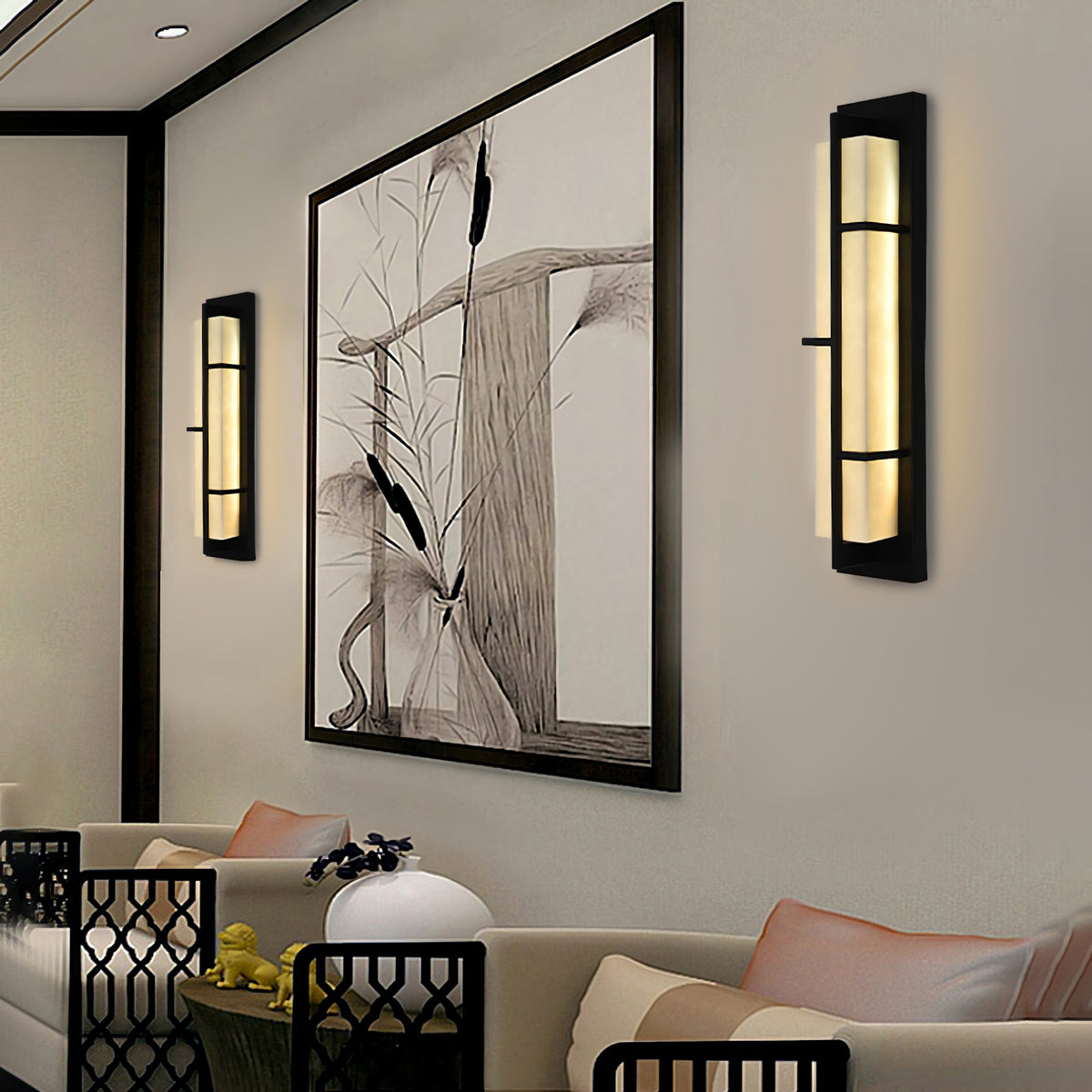 New Chinese Long Strip Alabaster Wall Lamp