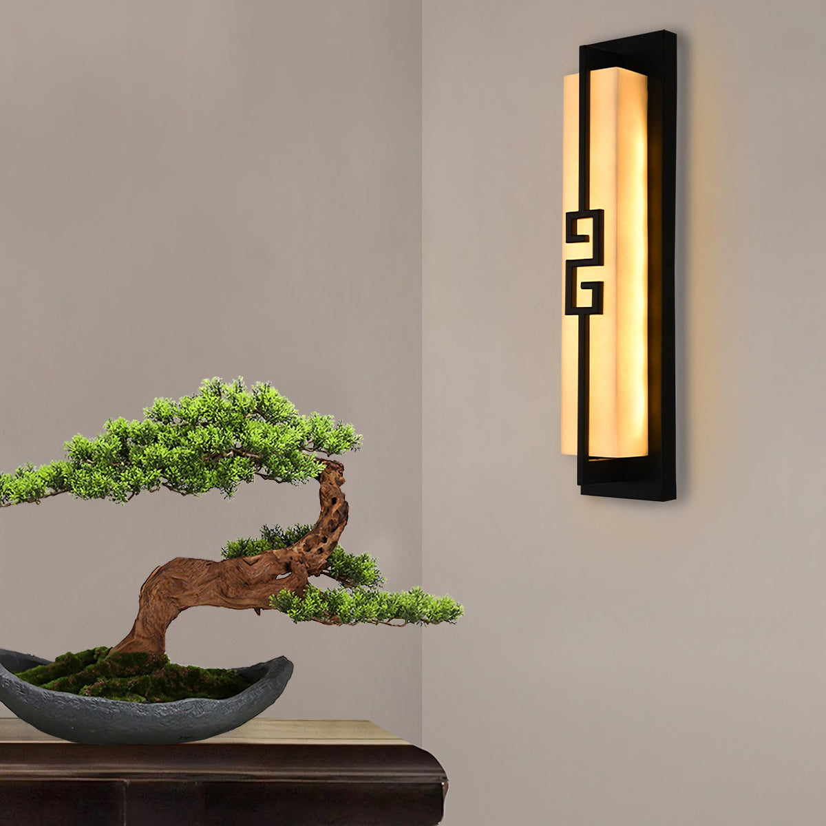 New Chinese Long Strip Alabaster Wall Lamp