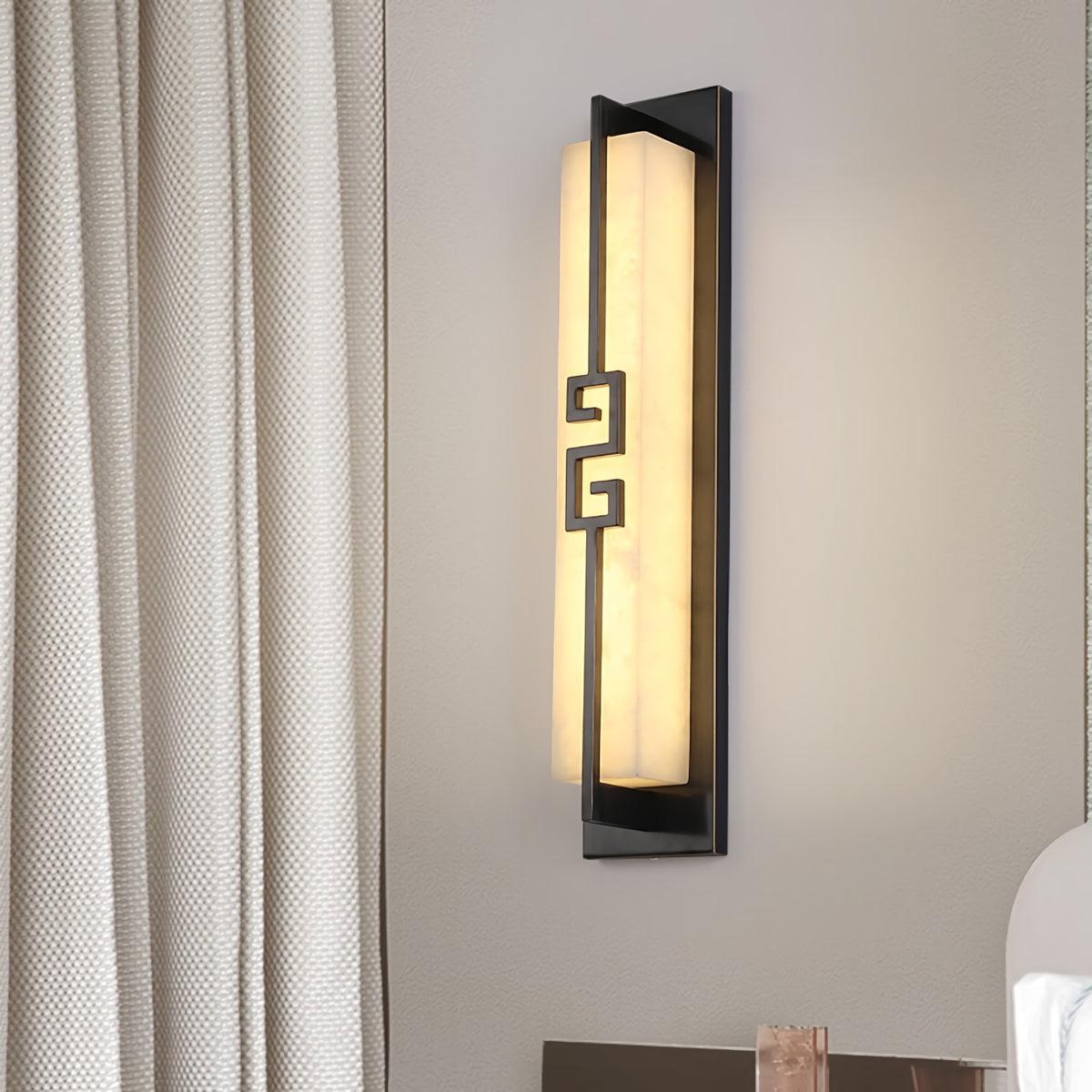 New Chinese Long Strip Alabaster Wall Lamp