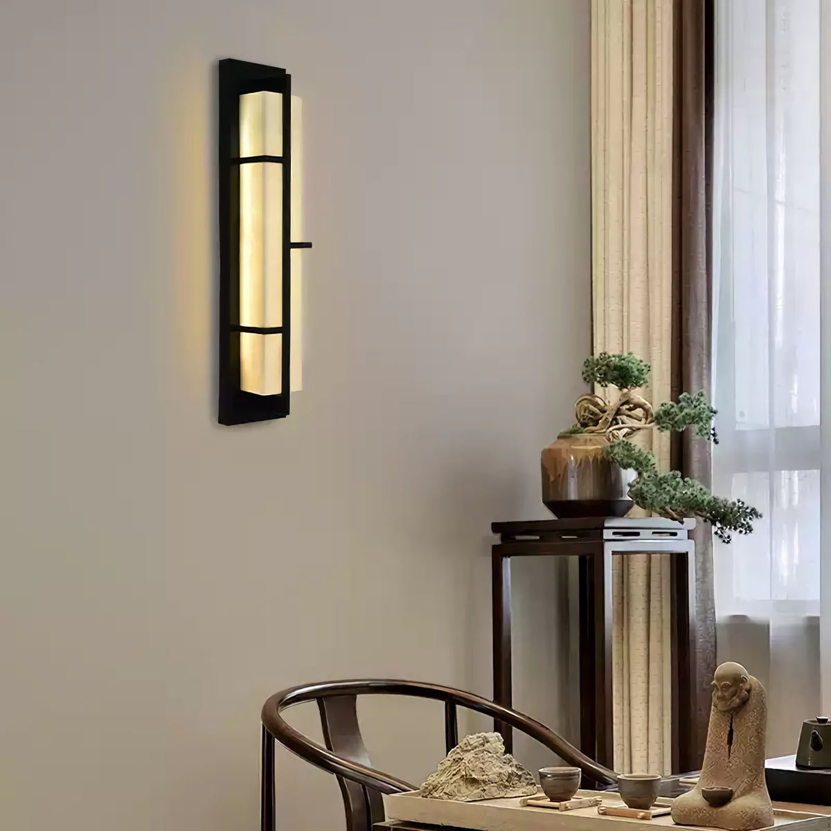 New Chinese Long Strip Alabaster Wall Lamp