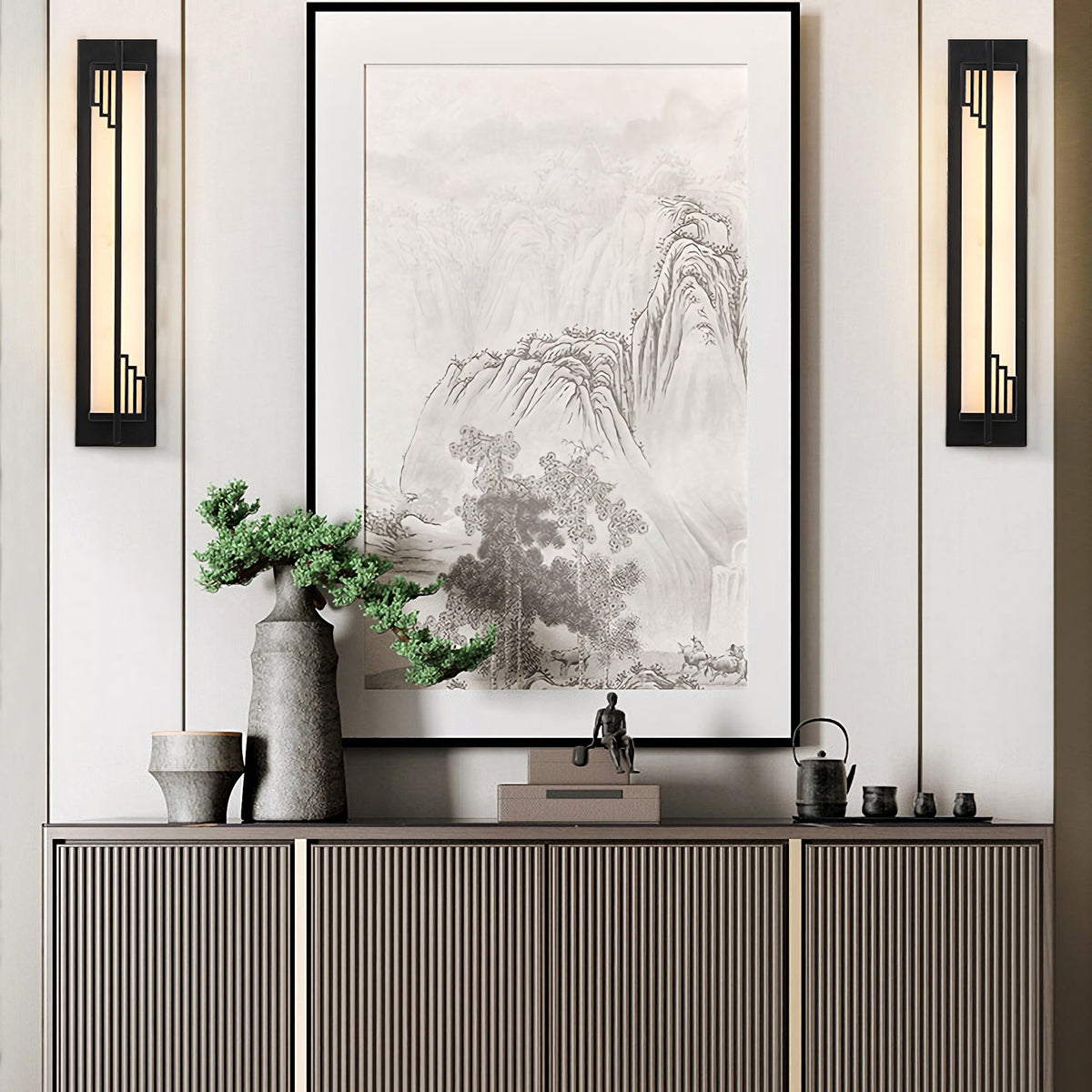 New Chinese Long Strip Alabaster Wall Lamp