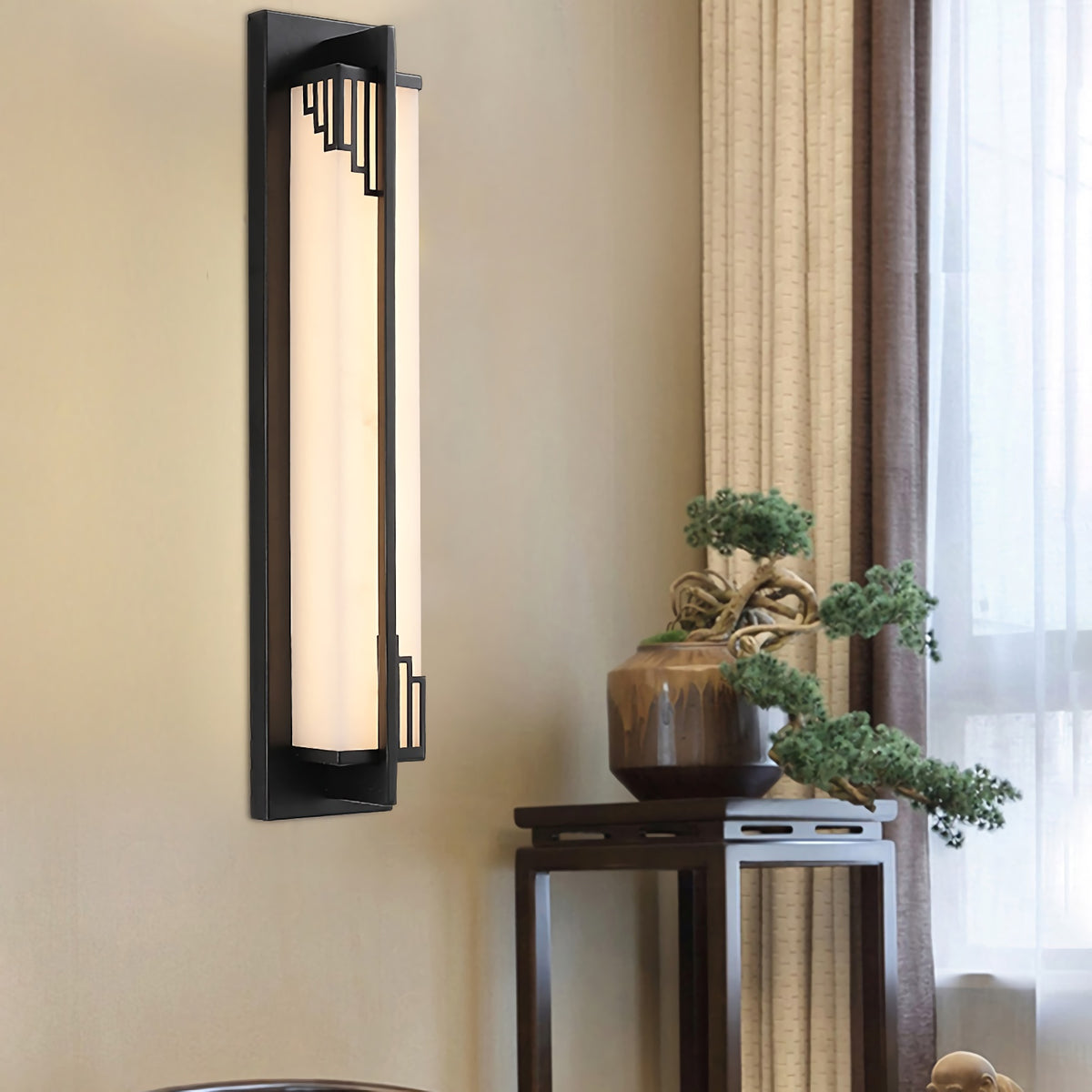 New Chinese Long Strip Alabaster Wall Lamp