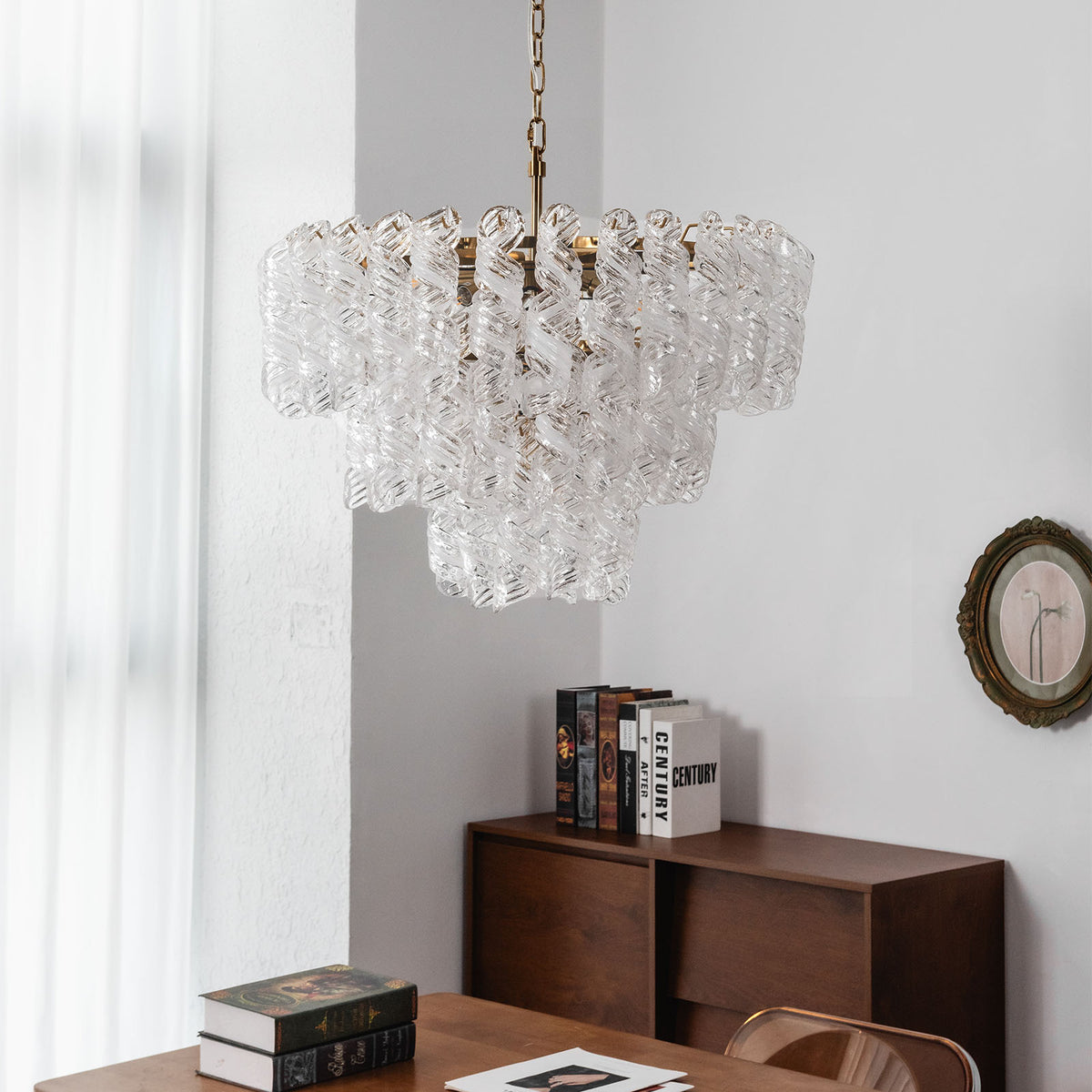Noeline Tiered Textured Glass Chandelier