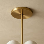 Ottoline Alabaster Cluster Chandelier | Natural Alabaster and Brass | Detailed close-up view highlighting the polished gold metal ceiling canopy and support rod | Severn Lighting