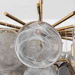 Perrin Smoked Glass Cloud Chandelier | Smoked Glass and Brass | Macro detail of the textured swirling smoked glass disc | Severn Lighting