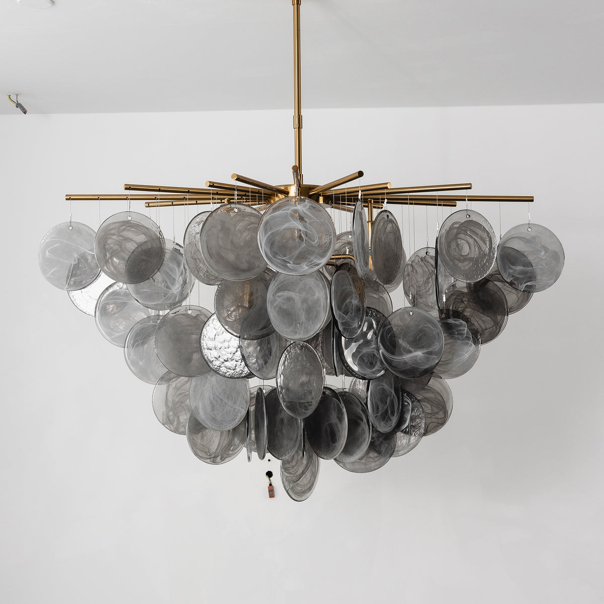 Perrin Smoked Glass Cloud Chandelier | Smoked Glass and Brass | Full unlit view showcasing the grey glass tone on a white background | Severn Lighting