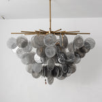 Perrin Smoked Glass Cloud Chandelier | Smoked Glass and Brass | Full unlit view showcasing the grey glass tone on a white background | Severn Lighting