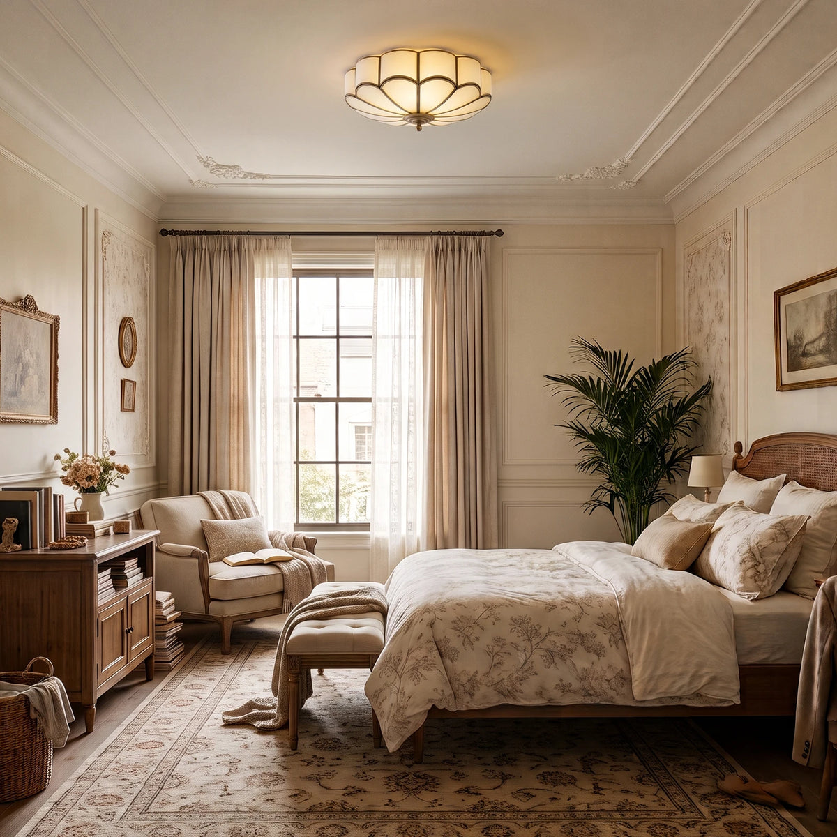 Petal Brass Glass Ceiling Light SevernLighting Hallway Overhead Lighting