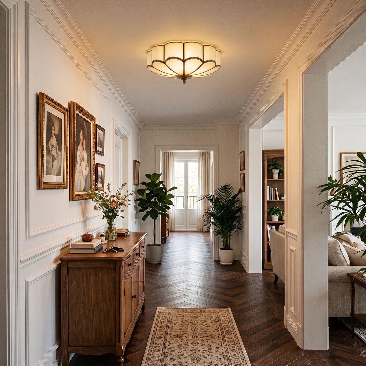 Petal Brass Glass Ceiling Light SevernLighting Home Office Study Lighting