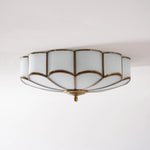 Petal Brass Glass Ceiling Light SevernLighting Angled Perspective View