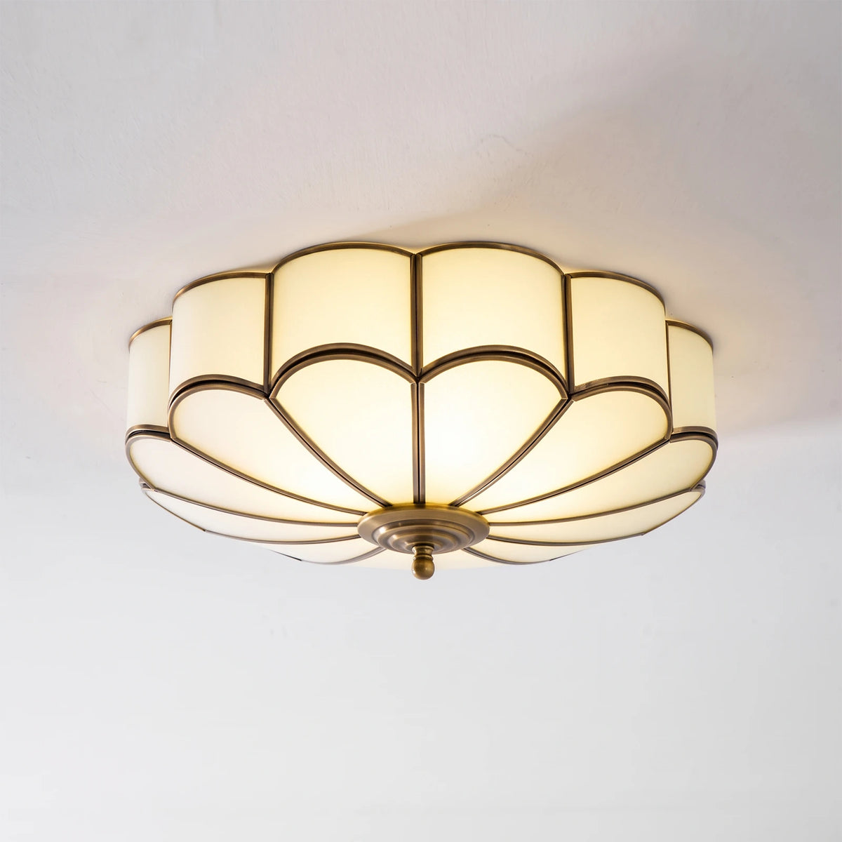 Petal Brass Glass Ceiling Light SevernLighting Main Front Display