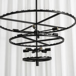 Rainer Cascading Glass Rod Chandelier | Clear Glass and Black Metal | View of the bare black metal skeleton frame structure | Severn Lighting
