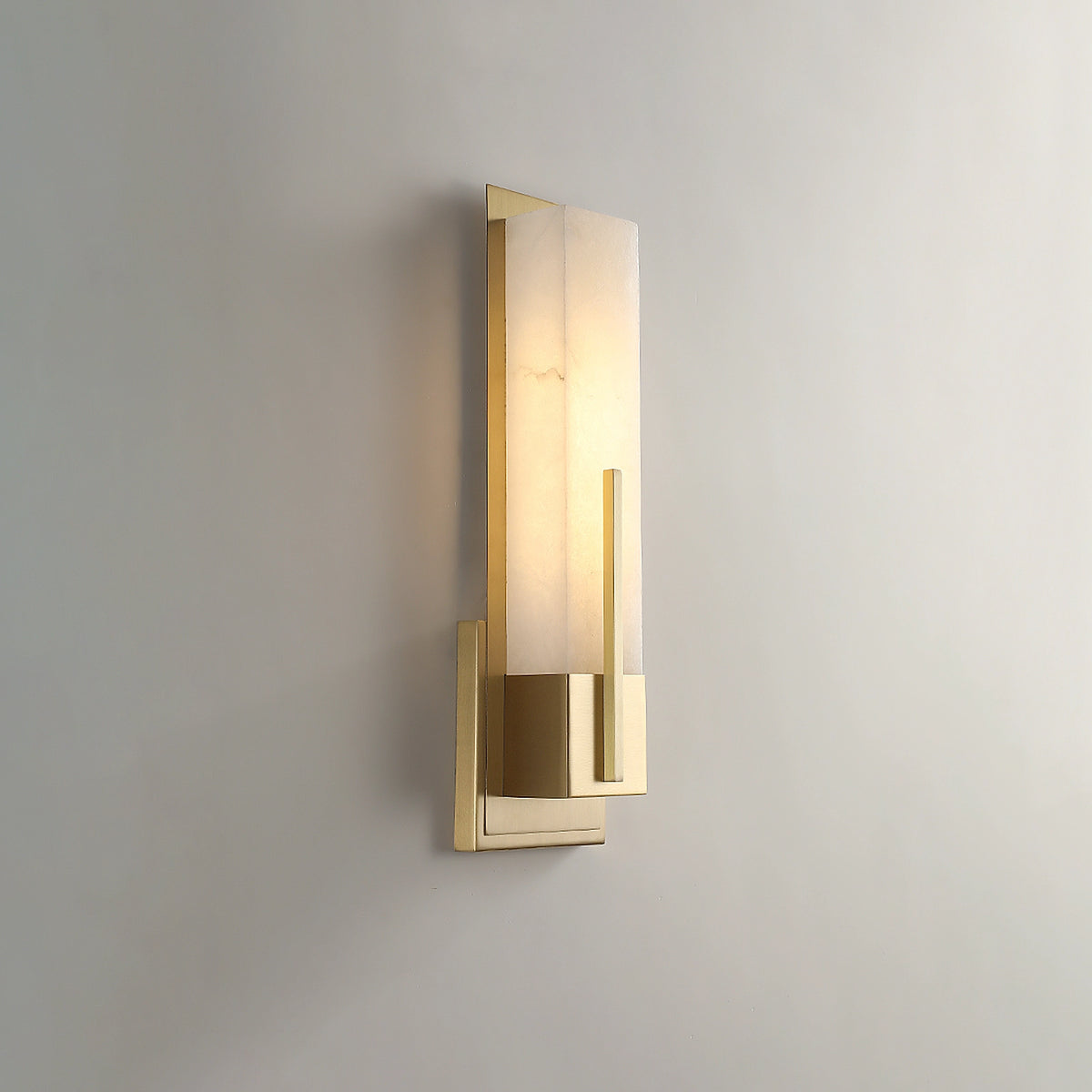 Rectangular Alabaster Brass Wall Lamp