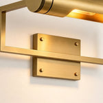 Redmond Brass Picture Wall Lamp | Brass and Metal | Detail shot showing the sleek brass frame attachment to the backplate | Severn Lighting
