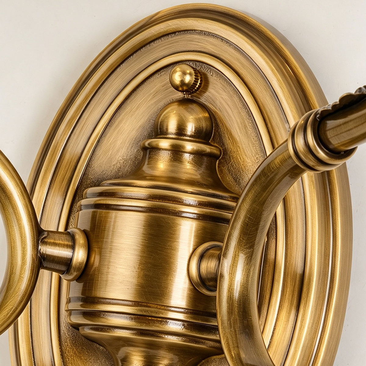Rosamund Fluted Glass Crystal Brass Wall Lamp | Glass, Crystal and Brass | Macro detail highlighting the antique brass mounting backplate | Severn Lighting