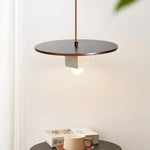 Round Wood Square Travertine Pendant Light
