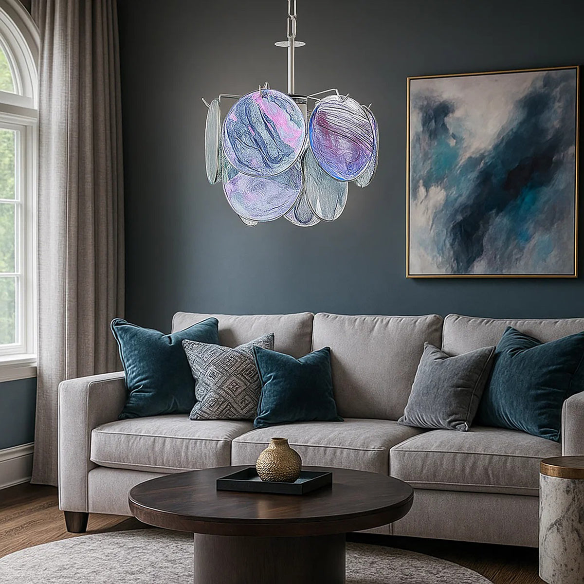 Season Murano Disc Glass Chandelier
