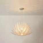 Solaris Agave Glass Starburst Chandelier | White Textured Glass | Full product display of the illuminated white glass version against a light neutral backdrop | Severn Lighting