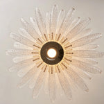 Solaris Agave Glass Starburst Chandelier | Clear Textured Glass | Directly underneath view showcasing the unlit radial pattern of the textured glass leaves | Severn Lighting