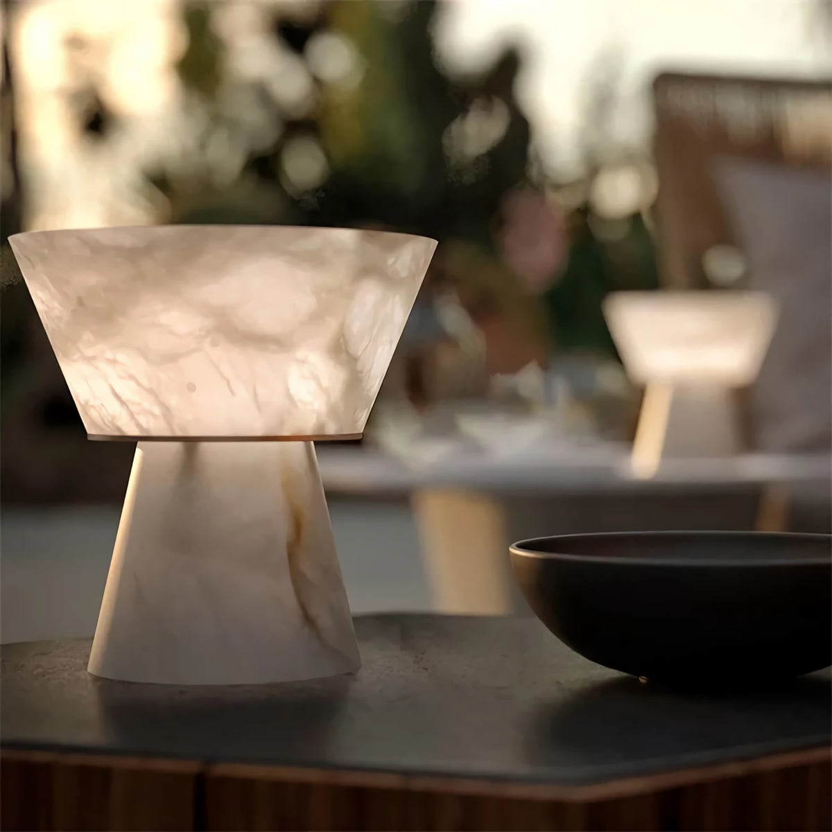 Conical Alabaster Table Lamp