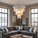 Talmonde Clear Glass Palm Leaf Tiered Chandelier