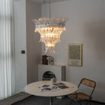 Talmonde Clear Glass Palm Leaf Tiered Chandelier