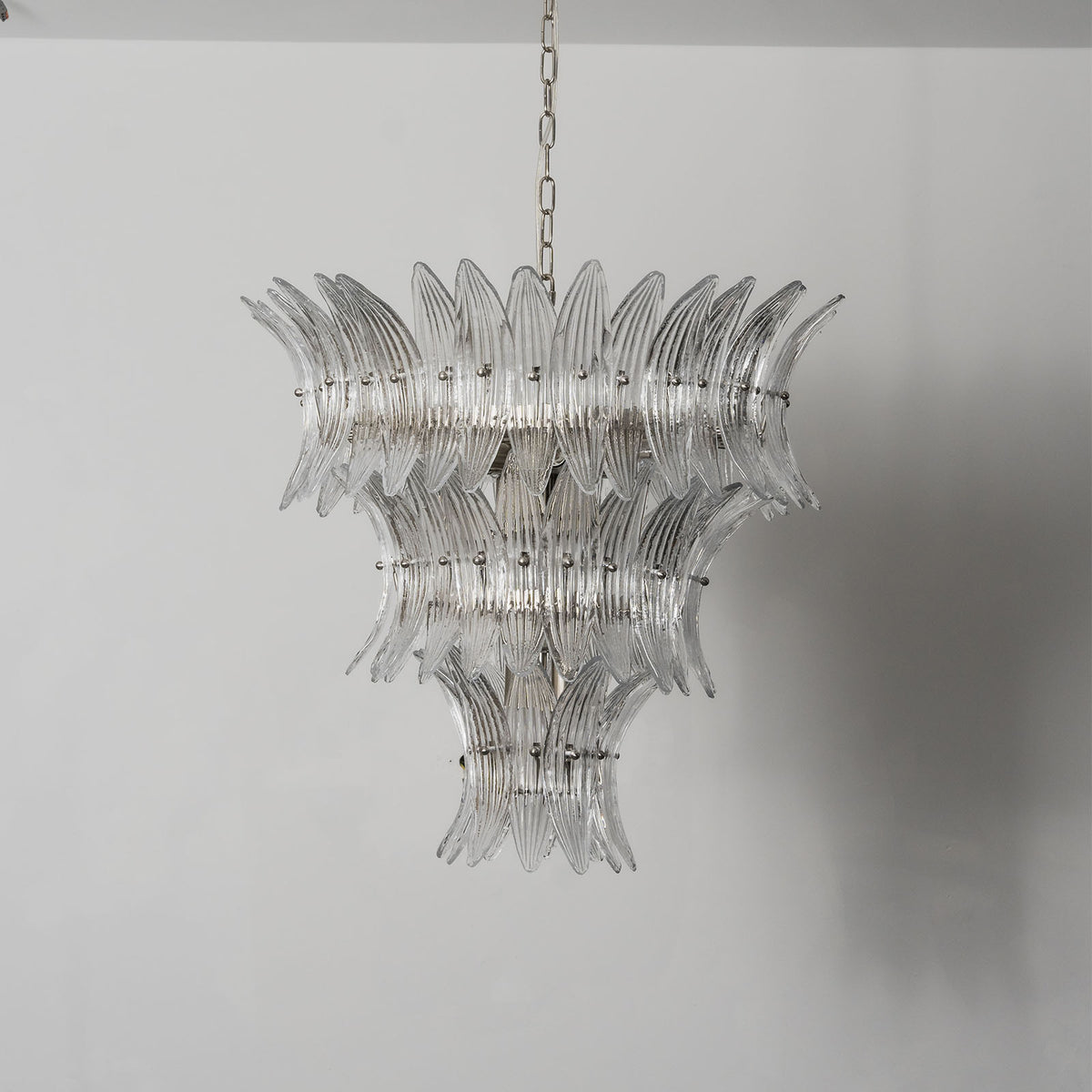 Talmonde Clear Glass Palm Leaf Tiered Chandelier