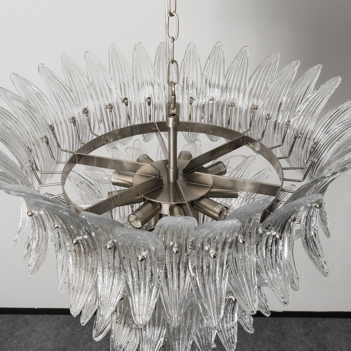 Talmonde Clear Glass Palm Leaf Tiered Chandelier