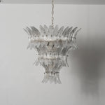 Talmonde Clear Glass Palm Leaf Tiered Chandelier