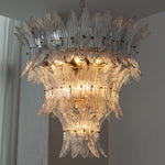 Talmonde Clear Glass Palm Leaf Tiered Chandelier