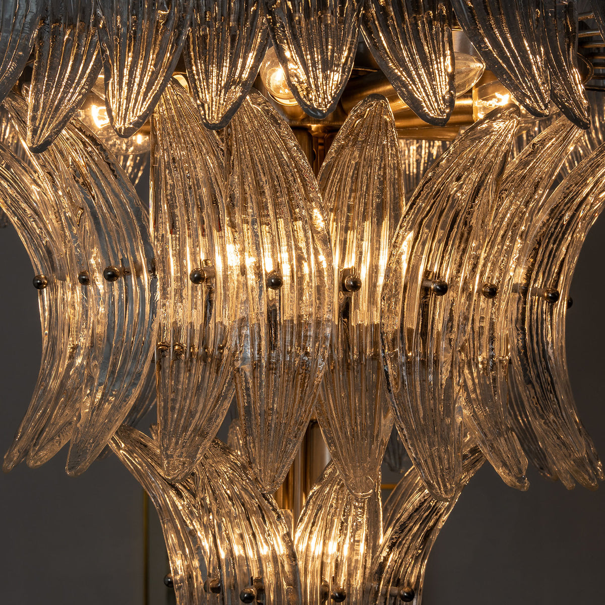 Talmonde Clear Glass Palm Leaf Tiered Chandelier