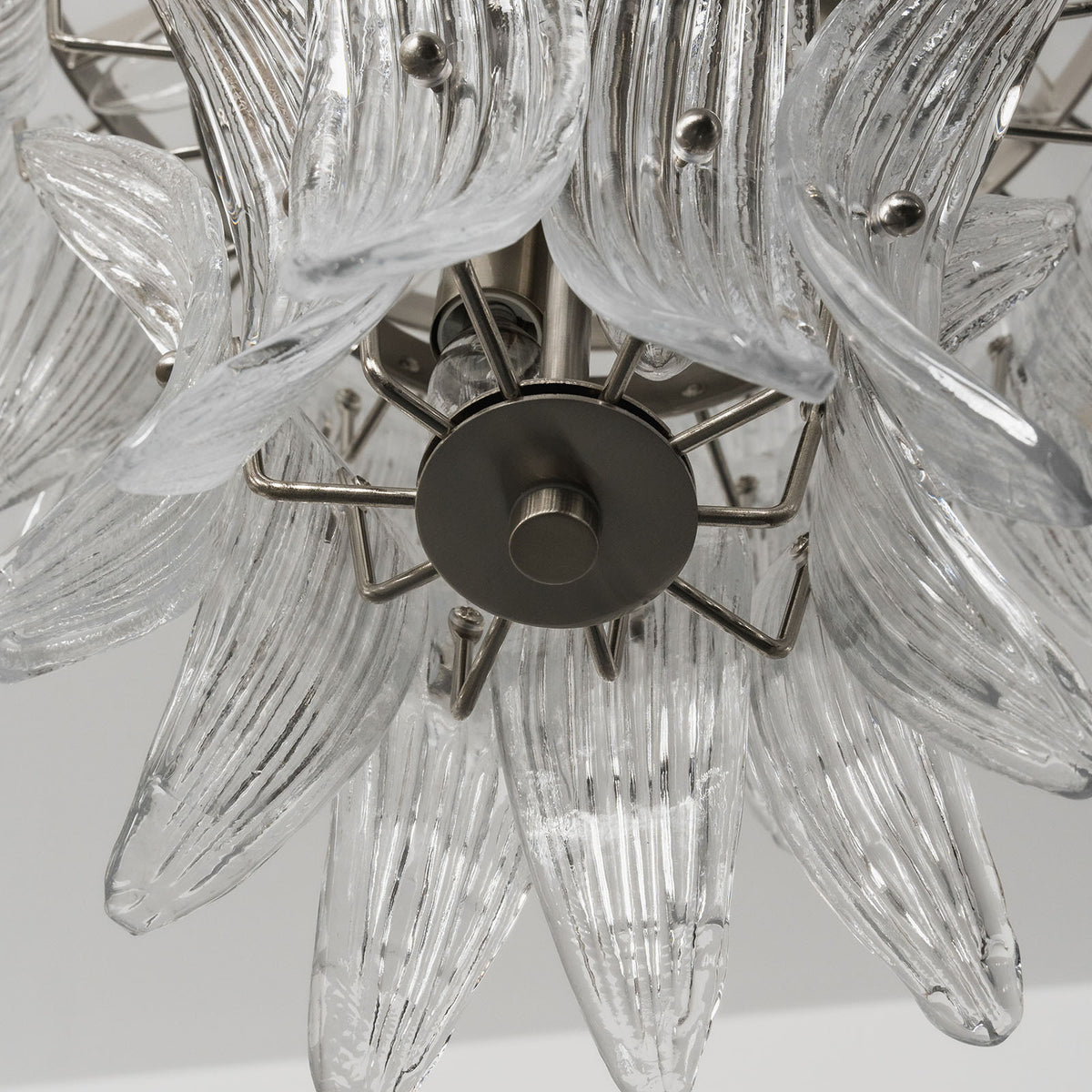 Talmonde Clear Glass Palm Leaf Tiered Chandelier