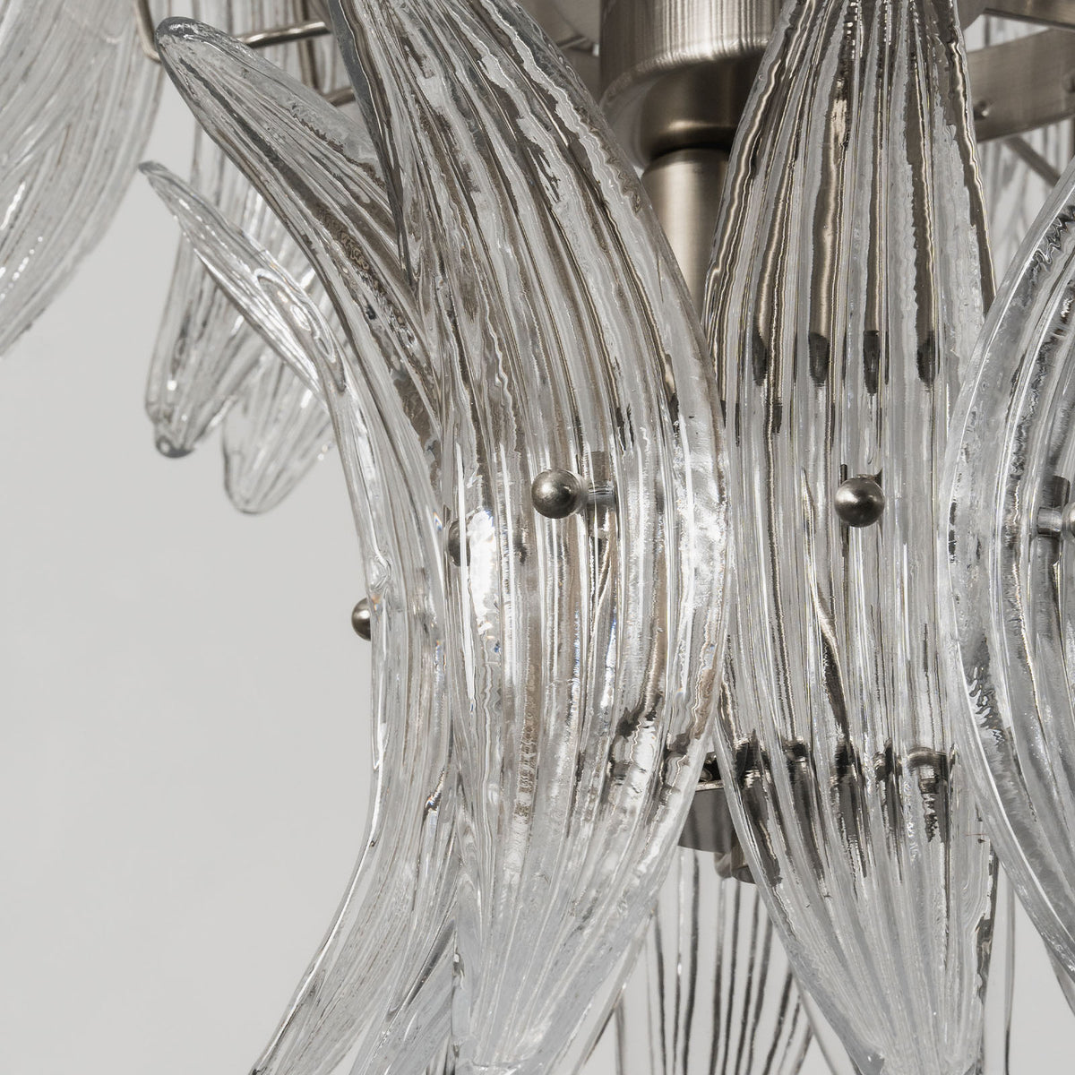Talmonde Clear Glass Palm Leaf Tiered Chandelier