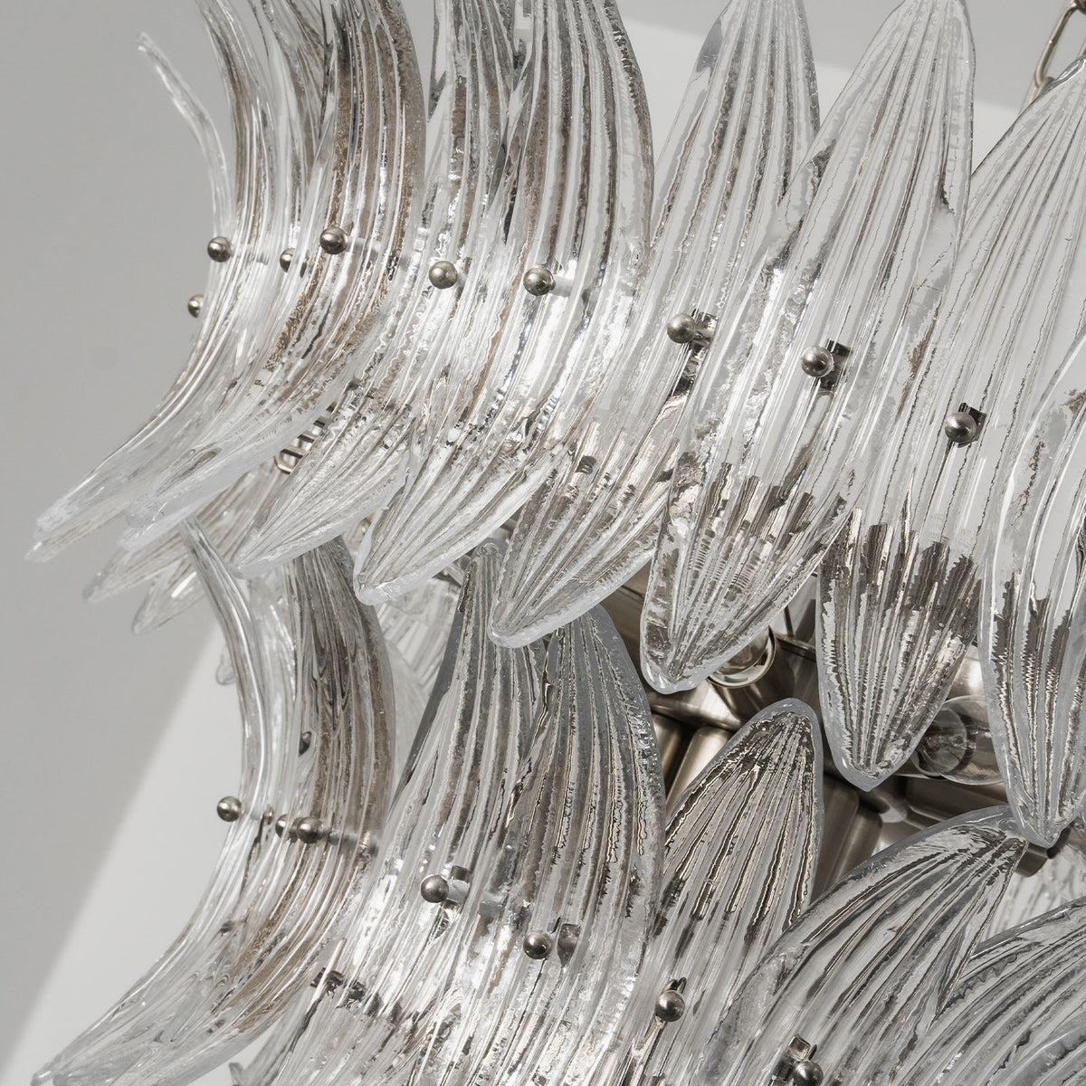 Talmonde Clear Glass Palm Leaf Tiered Chandelier