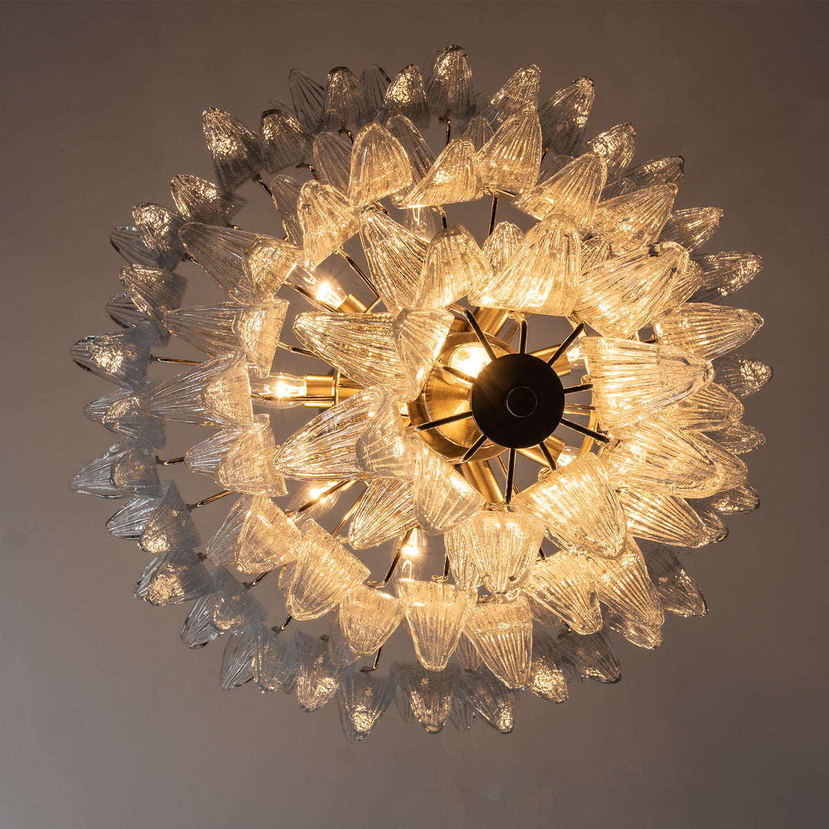 Talmonde Clear Glass Palm Leaf Tiered Chandelier
