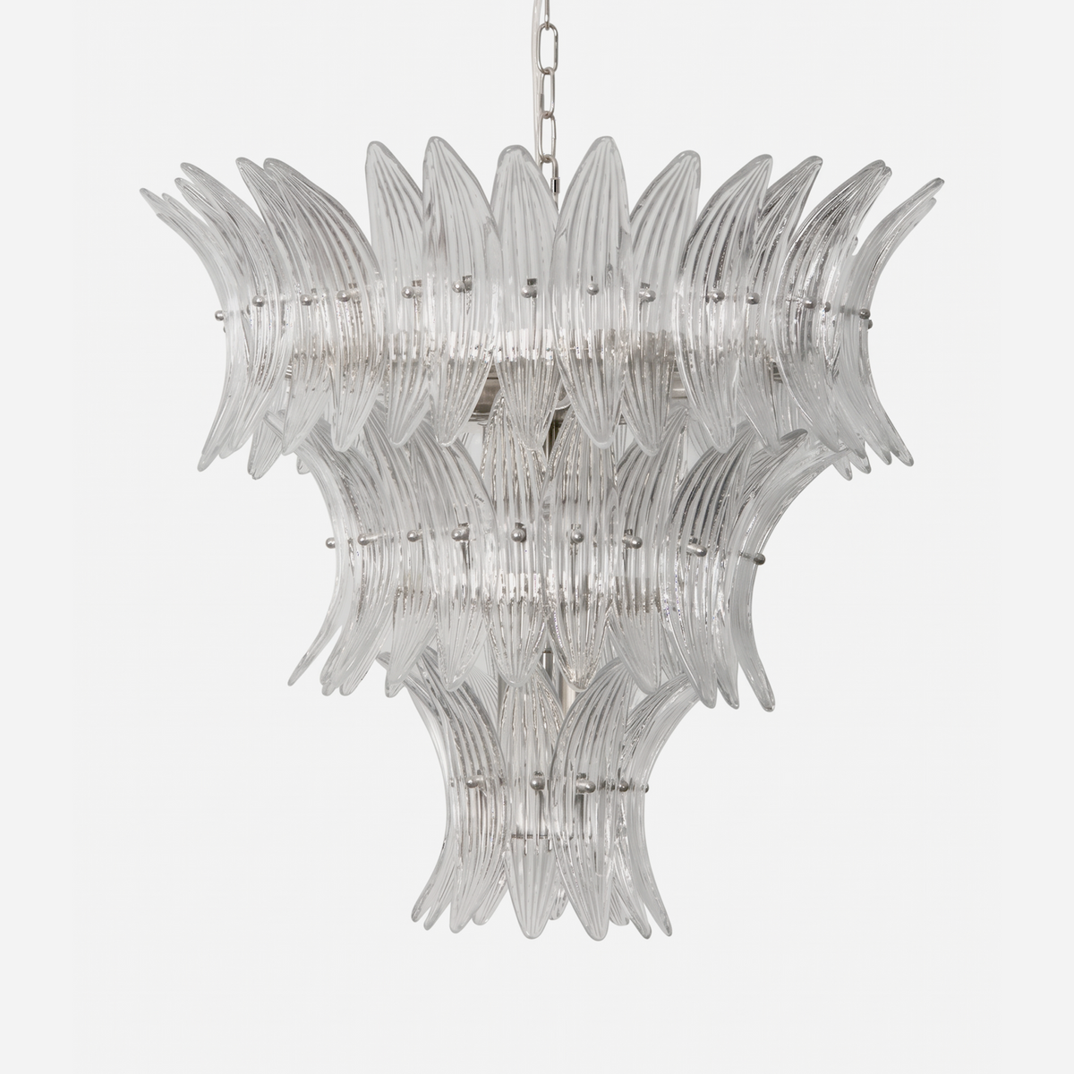 Talmonde Clear Glass Palm Leaf Tiered Chandelier