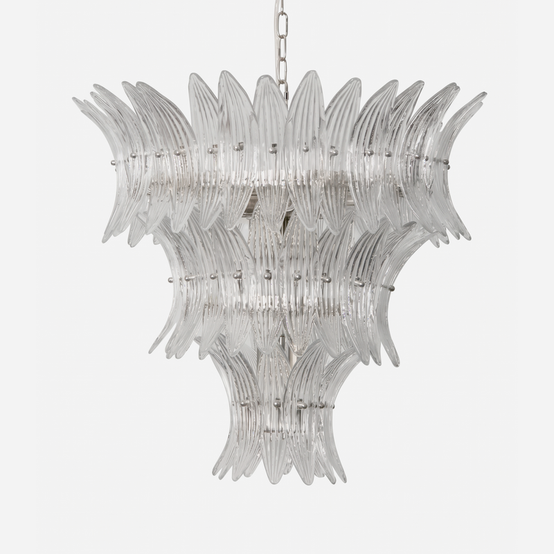 Talmonde Clear Glass Palm Leaf Tiered Chandelier