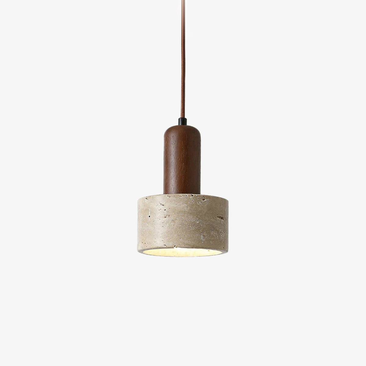 Textured Yellow Travertine Wood Suspension Light