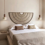 Textured Yellow Travertine Wood Suspension Light
