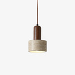 Textured Yellow Travertine Wood Suspension Light
