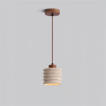 Textured Yellow Travertine Wood Suspension Light