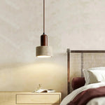 Textured Yellow Travertine Wood Suspension Light