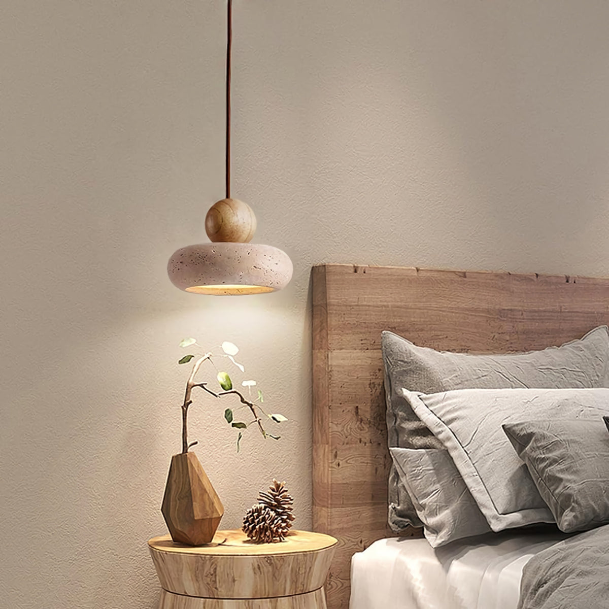 TraverLamp Wabi Sabi Travertine Pendant Light